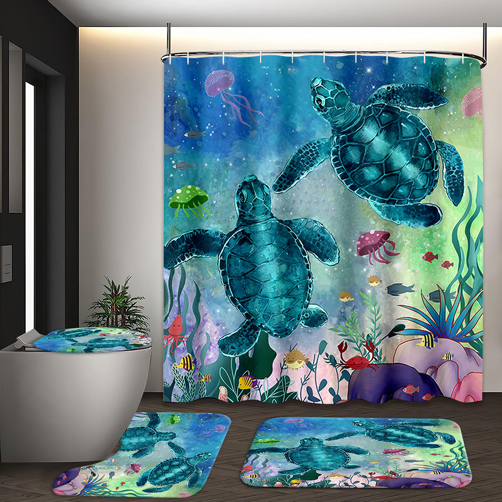 YL-37543 waterproof polyester digital printed marble pattern shower curtain bathroom double layer shower curtain