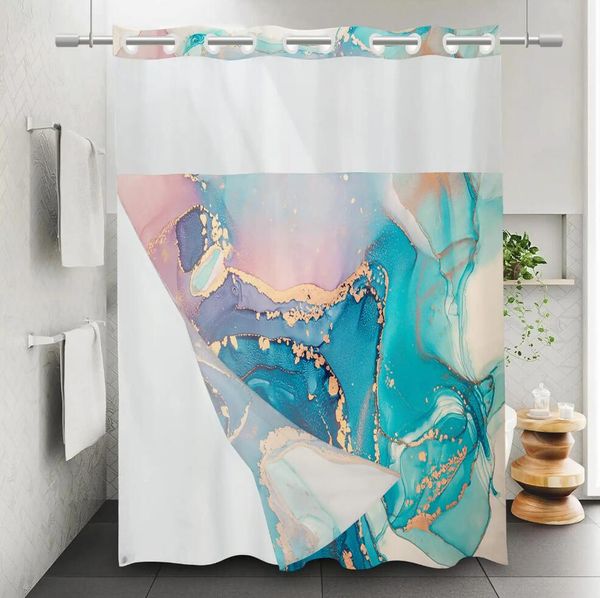 Watercolor printing on washable waterproof polyester shower curtain