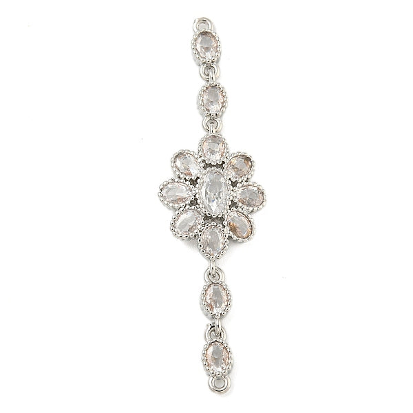 Messing Pavé klare Zirkonia Blumen Glieder Verbinder Charms