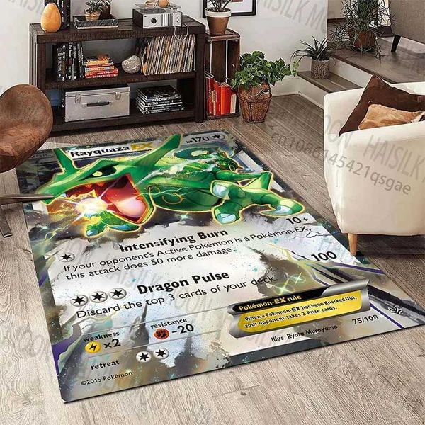 Cards Rayquaza Print Carpet Rug for Living Ro Bedro Sofa Decor Kids Play He Area Rug Non-slip Mat Game Ro Rugs Z250208