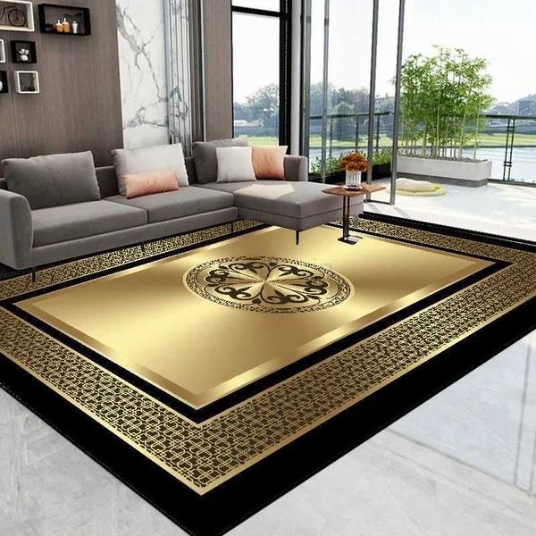 Modern Luxury Golden carpet for living room Abstract Decoration Large Carpets Coffee Table Side Rug Rooms Decor Mat tapis salonY240729