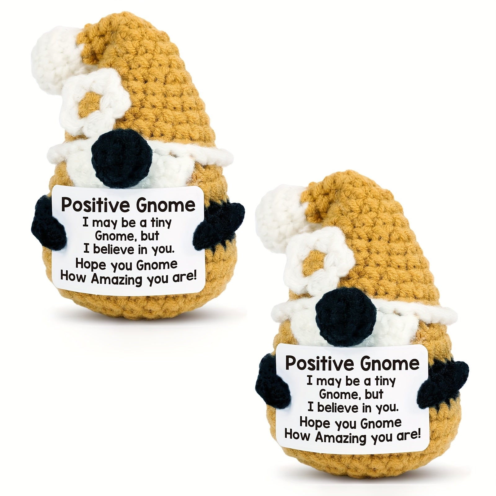 TEMU 2pcs, Inspirational Crochet Positive Gnome, Handmade Crochet Gnome Doll, Encouragement Gifts, Emotional Uplifting Support Gifts For Women Men ,