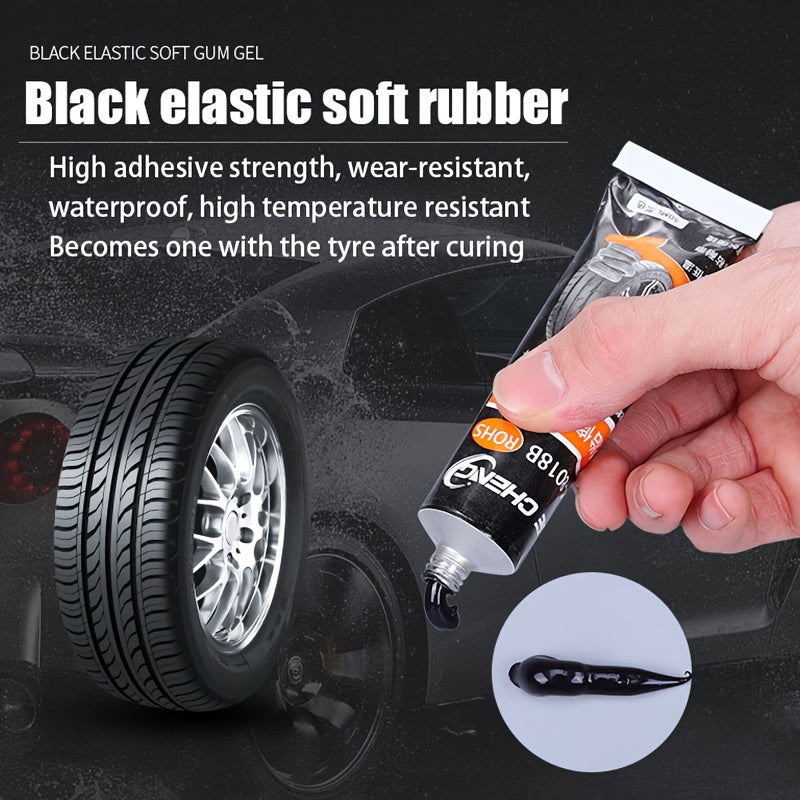 TEMU Heavy-duty Tire Repair Adhesive With Scraper & Pointed Tip Kit - Quick-curing Strong , Waterproof Gel Formula For Cars, Bikes, Motorcycles, Atv,