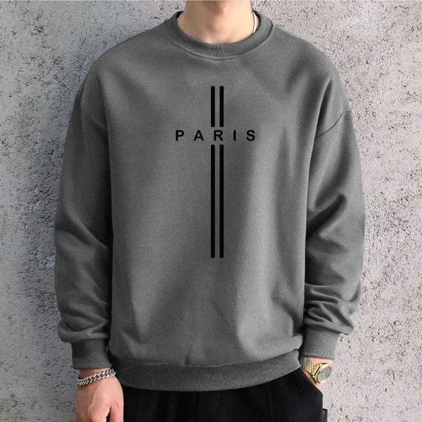 Mens Hoodies Sweatshirts Mens oversized dark gray graphic sports shirt hooded sweatshirt with Paris print long sleeved Tshirt cotton hiphop