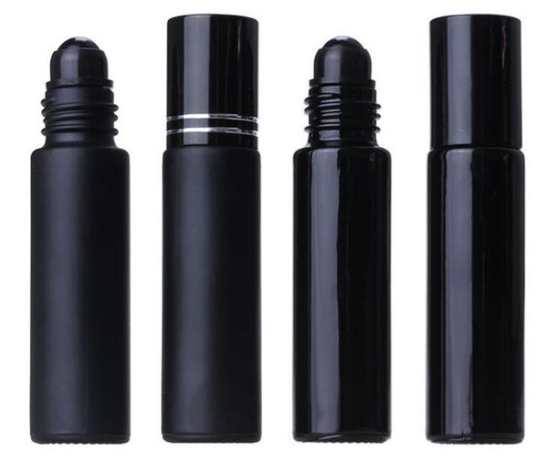10ML Black Essential Oil Bottle Glass Roll On Perfume Crystal Roller Ball Bottles black Matte Glossy bottle