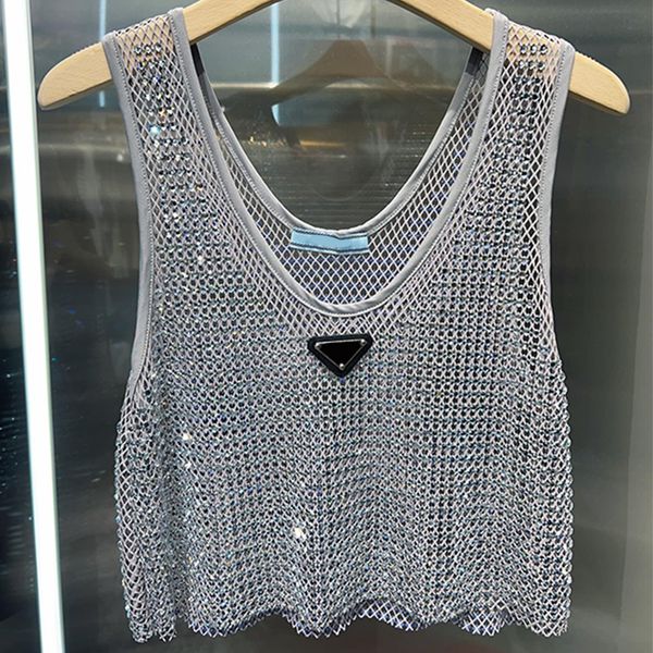 Designer Womens Vest Tanks Glass diamond vest Sleeveless Short Sleeve Tops TeesLuxury Tshirts Clothes with High Quality stage party Soft