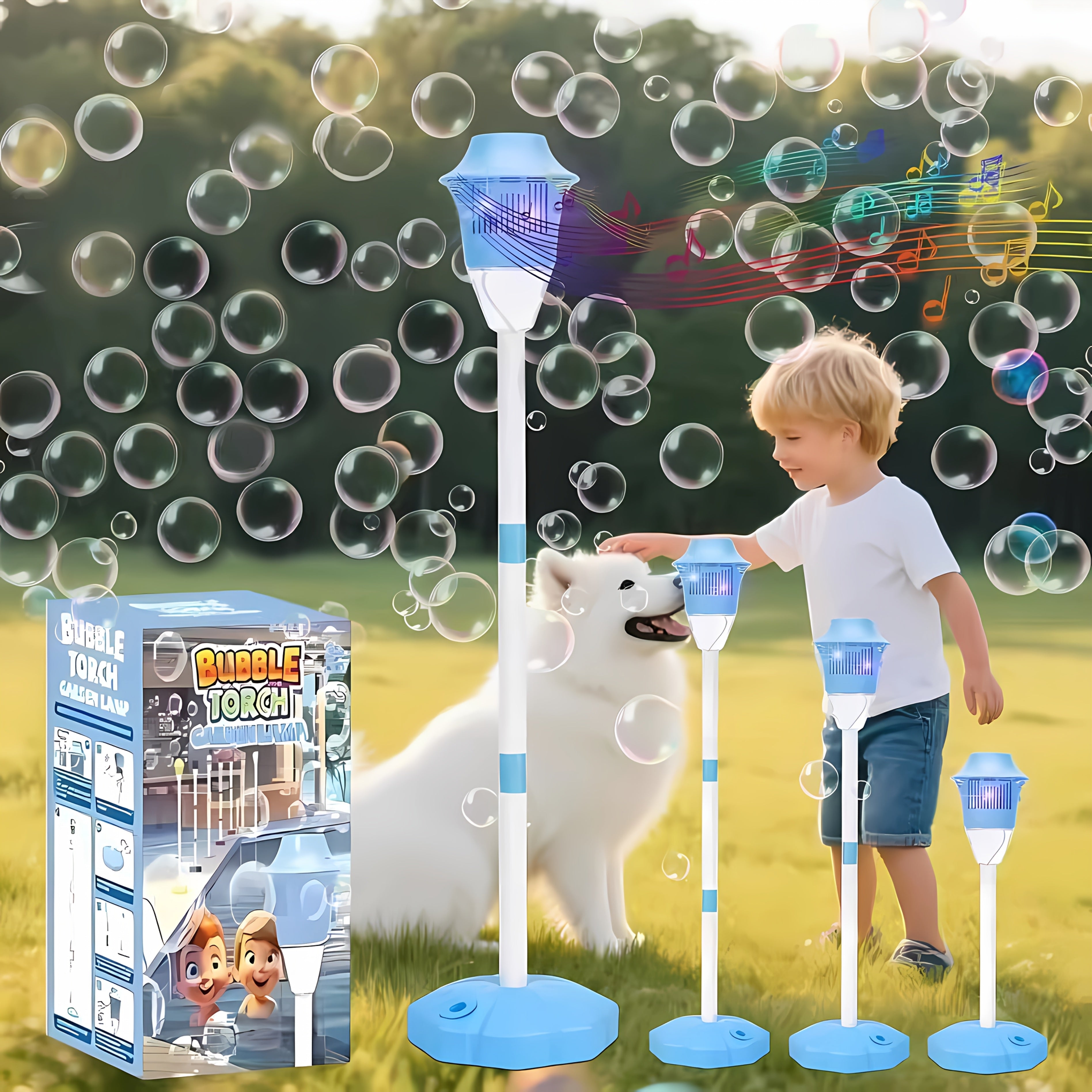 TEMU Automatic Bubble Machine With Music And Lights Adjustable Height Stand, Portable Kids Bubble Machine Toys Boys Girls Gift, Outdoor Romantic Toy