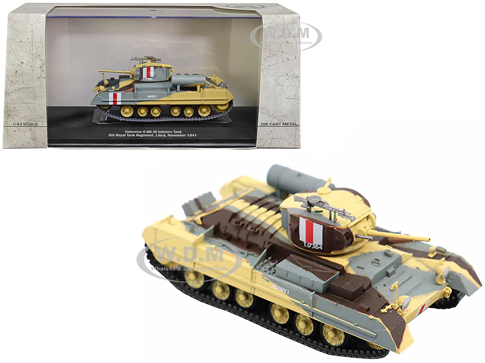 "Valentine MK.II" Infantry Tank MK.III "Harry I" "UK 8th Royal Tank Regiment Libya November 1941" 1-43 Diecast Model by AFVs of WWII