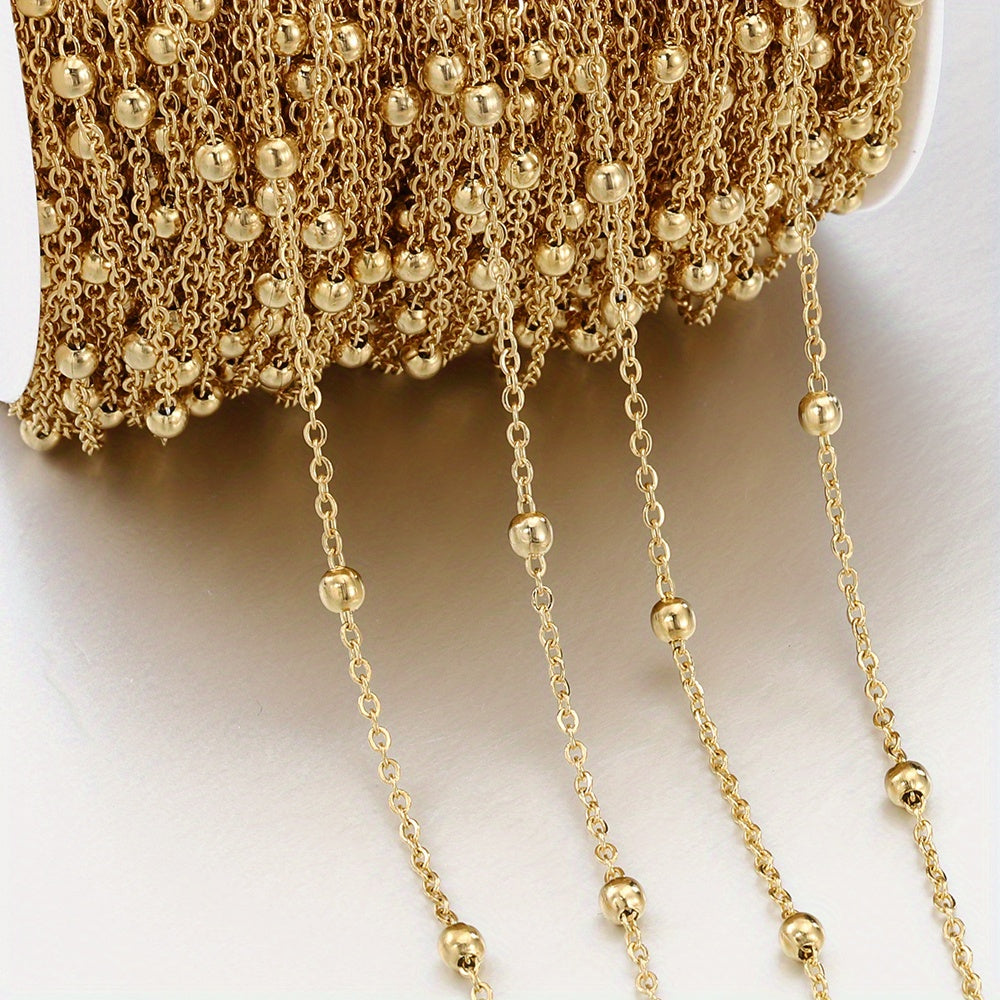 TEMU - 1meter Stainless Steel Beads Chains Anklet Ball Link Chain For Necklace Bracelet Jewelry Making Chain Diy Crafts Accessories