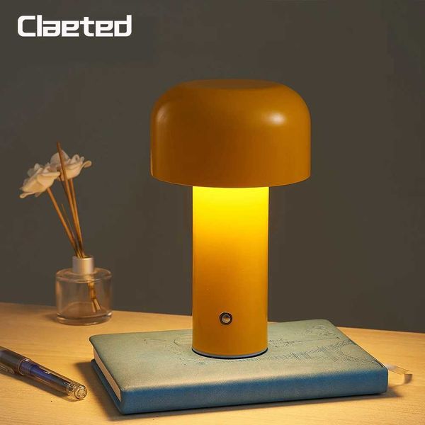 Italian Designer Mushroom Table Lamp Portable Cordless Touch Rechargeable Decor Bedside Desktop Restaurant Hotel Night Light USB Z250211