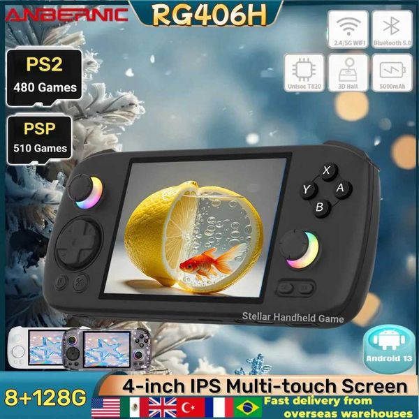 Portable Game Players RG 406H Handheld Console Video 4-inch HD Screen Android 13 WIFI 8G+128G PSP PS2 Gaming H250114
