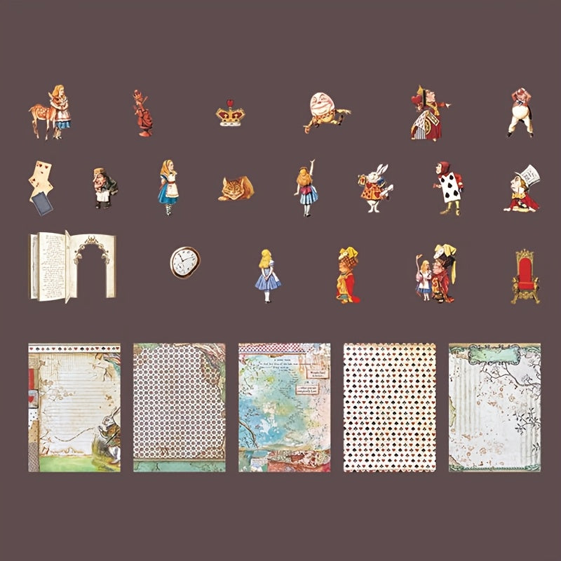 TEMU 25-pack Vintage Rabbit & Teapot Afternoon Pattern Paper Pack, Hard Card Collage Material For Junk Journal Scrapbooking, Diy Diary Decor Supplies