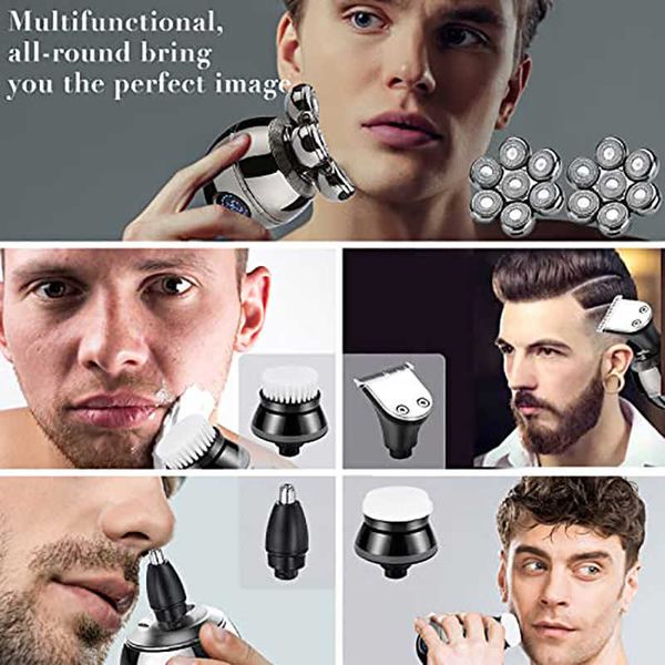 7D ating Cutter Head Base Charging Portable Electric Men Beard Trimmer Clipper Skull Shaver Waterproof Shaving hine