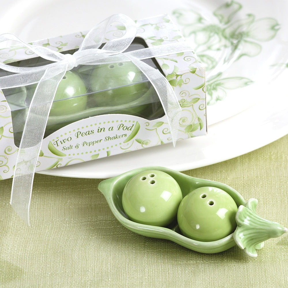 Two Peas in a Pod Ceramic Salt & Pepper Shakers (Set of 4)