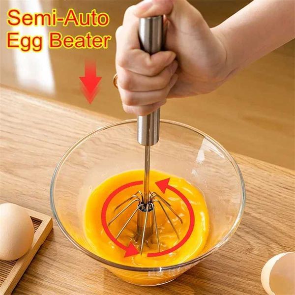 Egg Blender Semi automatic Blender Manual Rotation Stainless Steel Easy Whisper Manual Blender Egg Cream Stirring Baking W241102
