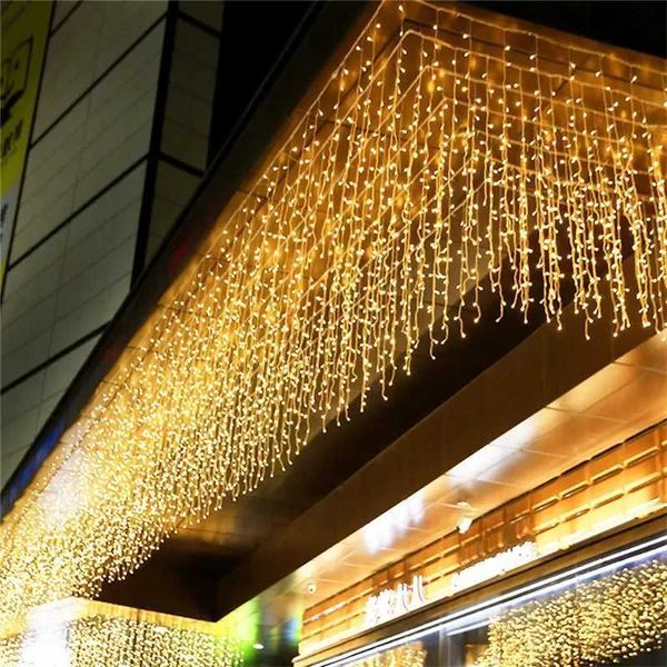 96 Leds Curtain Icicle String Light Christmas Lights Waterfall Outdoor Garland Droop Party Garden Eave Decor Lights Dropshipping zyc241120
