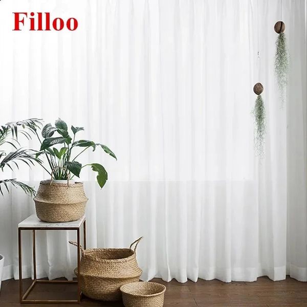Curtain Fold Waves elegant ultra soft snow pure white window screen curtains suitable for living rooms chiffon transparent 240828