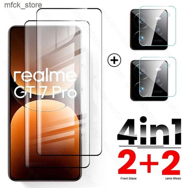 Cell Phone Protectors 4In1 Camera for Realme 5G Tempered Glass Curved Screen Protector on Realmi GT7Pro GT 7 Pro 7Pro Protective Films J2412