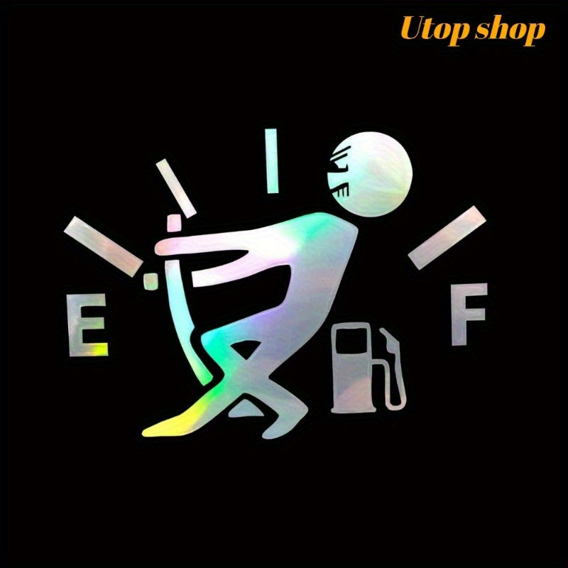 TEMU 1-pack High Quality Removable Reflective Sticker - Street-style Car Decal With Humorous Gas Pump & Fuel , Iridescent For Night Visibility, Easy