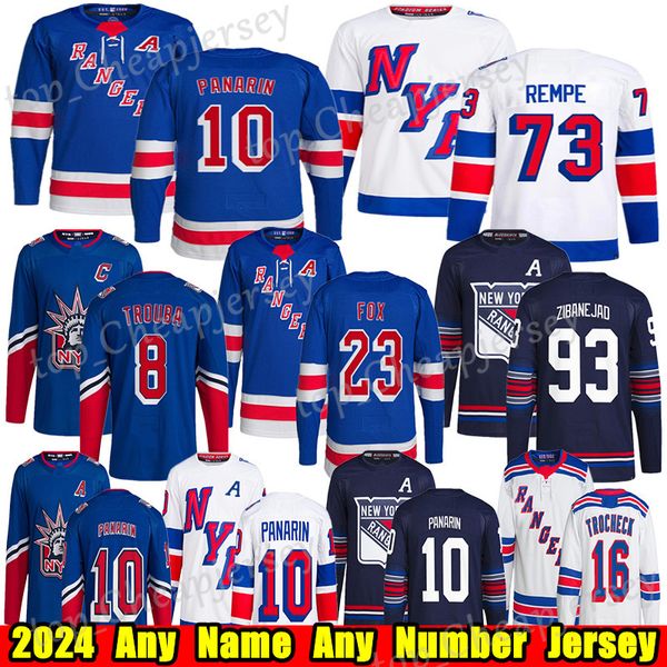 Fox Custom Men Youth 2024 Ranger Stadium Series Jersey Hockey Panarin Matt Rempe Filip Chytil Trouba Lindgren KAndre Miller Chris Kreider Mi