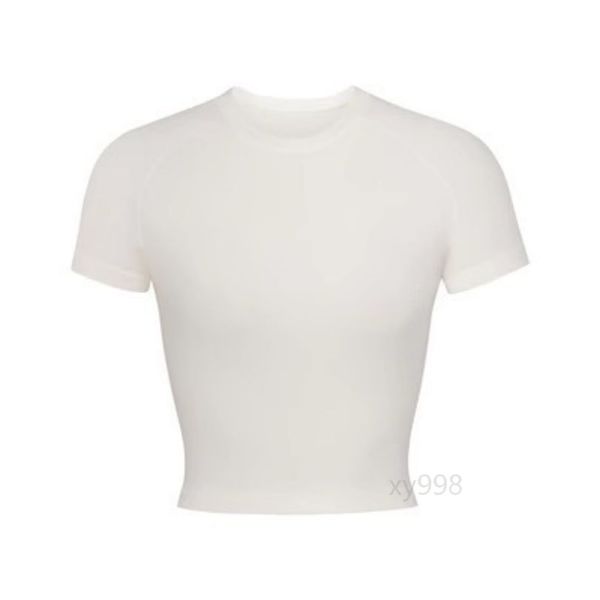 Women Top T-shirt short sleeved elastic slim fit thread pure cotton round neck base coat Short crop with exposed navel short shirts