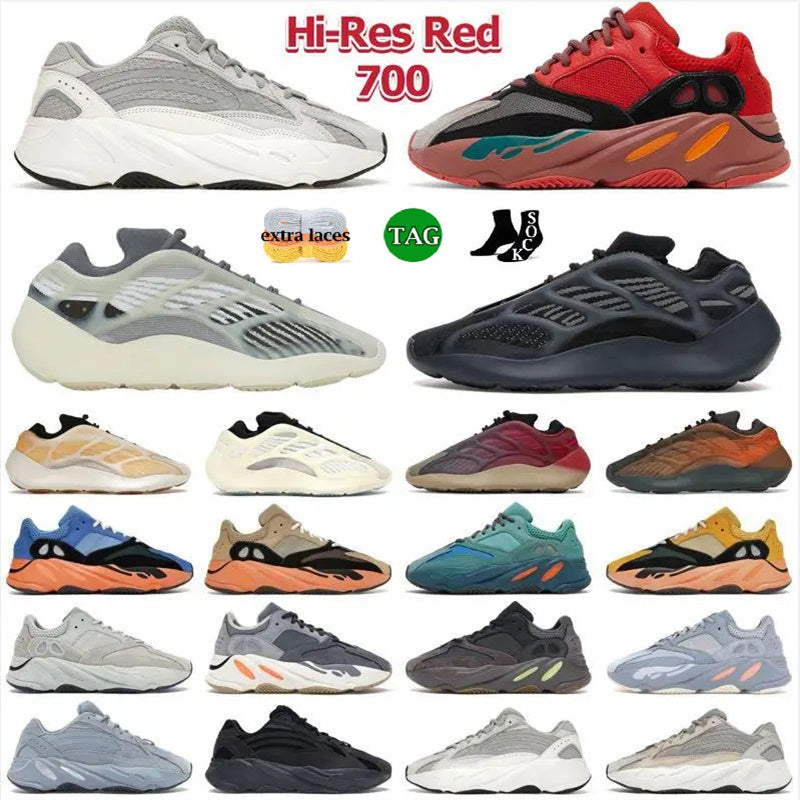 Designer Running Shoes 700 V2 V3 Men Women Wave Azael Alvah Fade Salt Solid Grey Blue Analog Hi-Res Red Static Vanta Mens Outdoor Traienrs Runners w