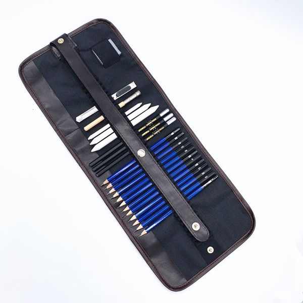 Fountain Pens 23Pcs Sketch Pencil Set Pen Curtain Beginner 23Piece Sketch Painting Kit Sketch Pencil Charcoal Pencils for Drawing Art 221130