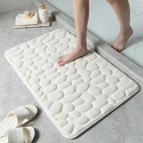 Cobblestone Embossed Bath Mat Non-slip Bathro Carpets In Wash Basin Bathtub Side Floor Rug Shower Ro Doormat Memory Foam Pad Z250208