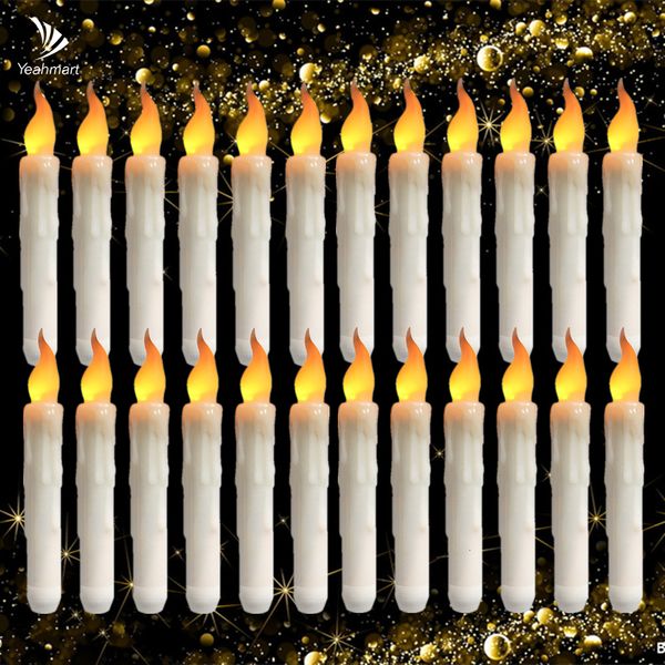 Candles 624Pc LED Flameless Taper 6511&quot;Tall Tapered Candle Battery Operated Warm White Flickering Flame Handheld Candlesticks 230919