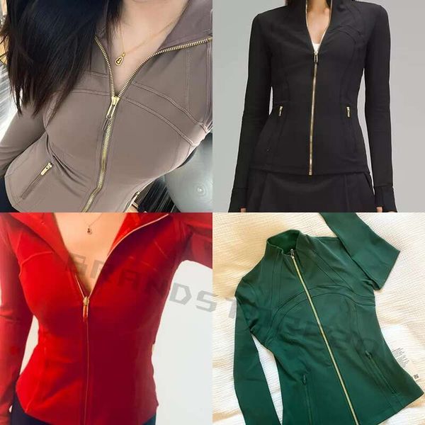 Yoga Cropped DF Jacket Outfit Women Gold Zipper Nu Activewear Slim Fit Zip Thumb Hole Running Workout Fiess Jackets
