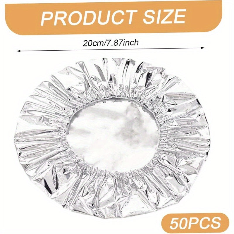 TEMU 20-50pcs Reusable Aluminum Foil Food Covers - Heat-resistant Insulation Cling Wrap, For Bowls & Plates, Airtight Thermal , Sleek Reflective