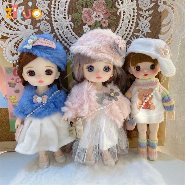 16cm Dolls 1-8 BJD Doll Princess Dress Up Boneca Childrens Munecas Toys Dolls for Girls Doll Multi-joint Kids Birthday Gift Y240731