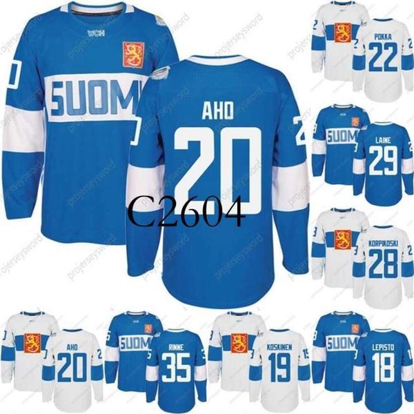 GC2604 Mit 2016 World Cup of Hockey Finland Team Jersey Rinne Laine KORPIKOSKI DONSKOI POKKA AHO KOSKINEN LEPISTO Men Women Youth Custom Hoc