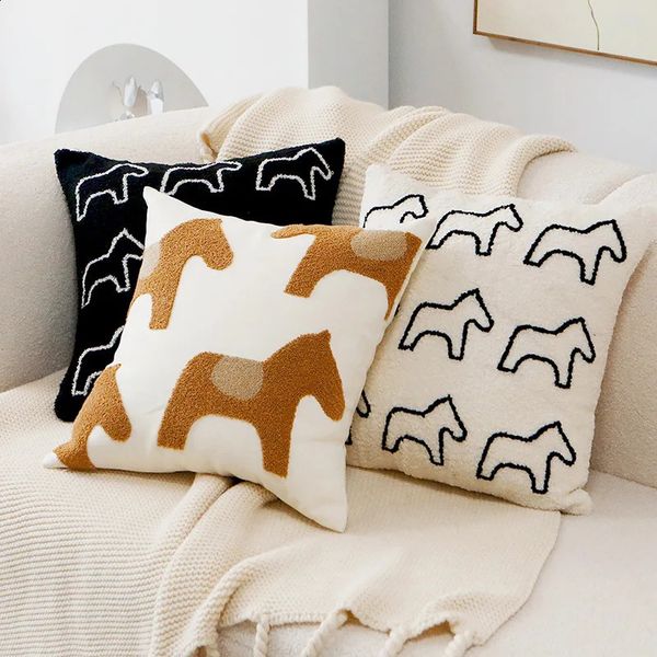 45x45CM Nordic Simple Throw Pillow Cover Embroidered Plush Cute Animal Sofa Cushion Waist Cover Home Decorative Pillowcase 250116