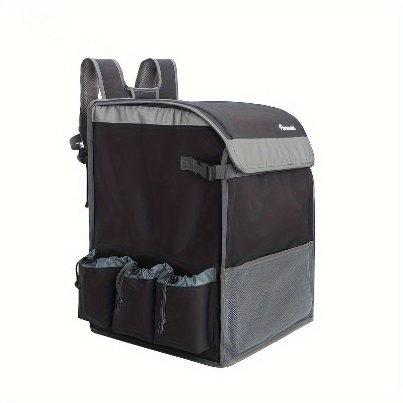 TEMU Insulated Food Delivery Backpack – Reusable Thermal Delivery Bag With 6 Cup Holders, Reflective Safety Straps, Large Capacity 45l For Hot-cold