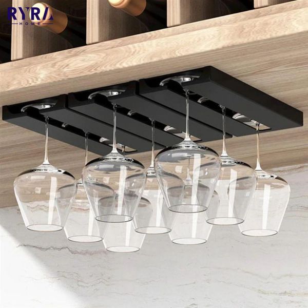 Storage Holders Rac Kitchen Accessories Wall Mount Wine Glasses Holder Stemware Classification Hanging Glass Cup Rack Punch free Cupboard Or