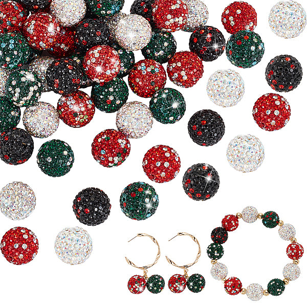 36Pcs 6 Colors Rhinestone Clay Pave Beads