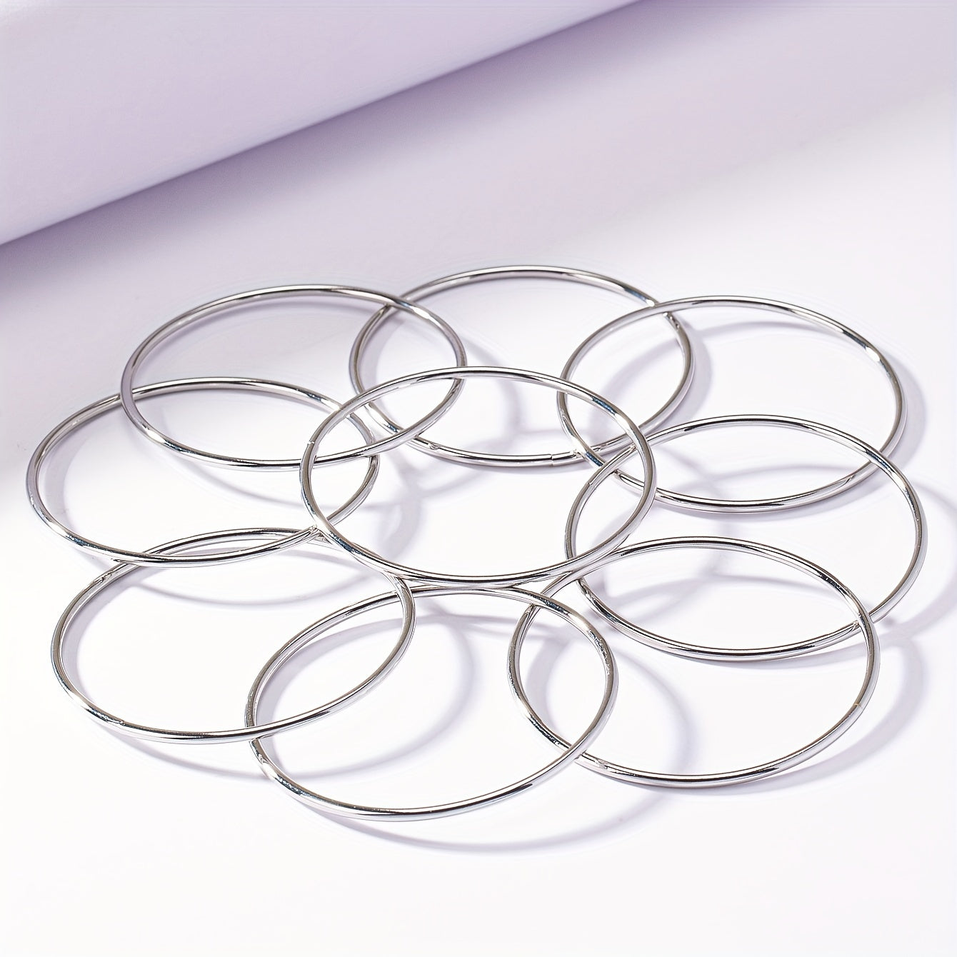 TEMU 9pcs-set Simple Thick Glossy Circle Texture Women's Bracelet