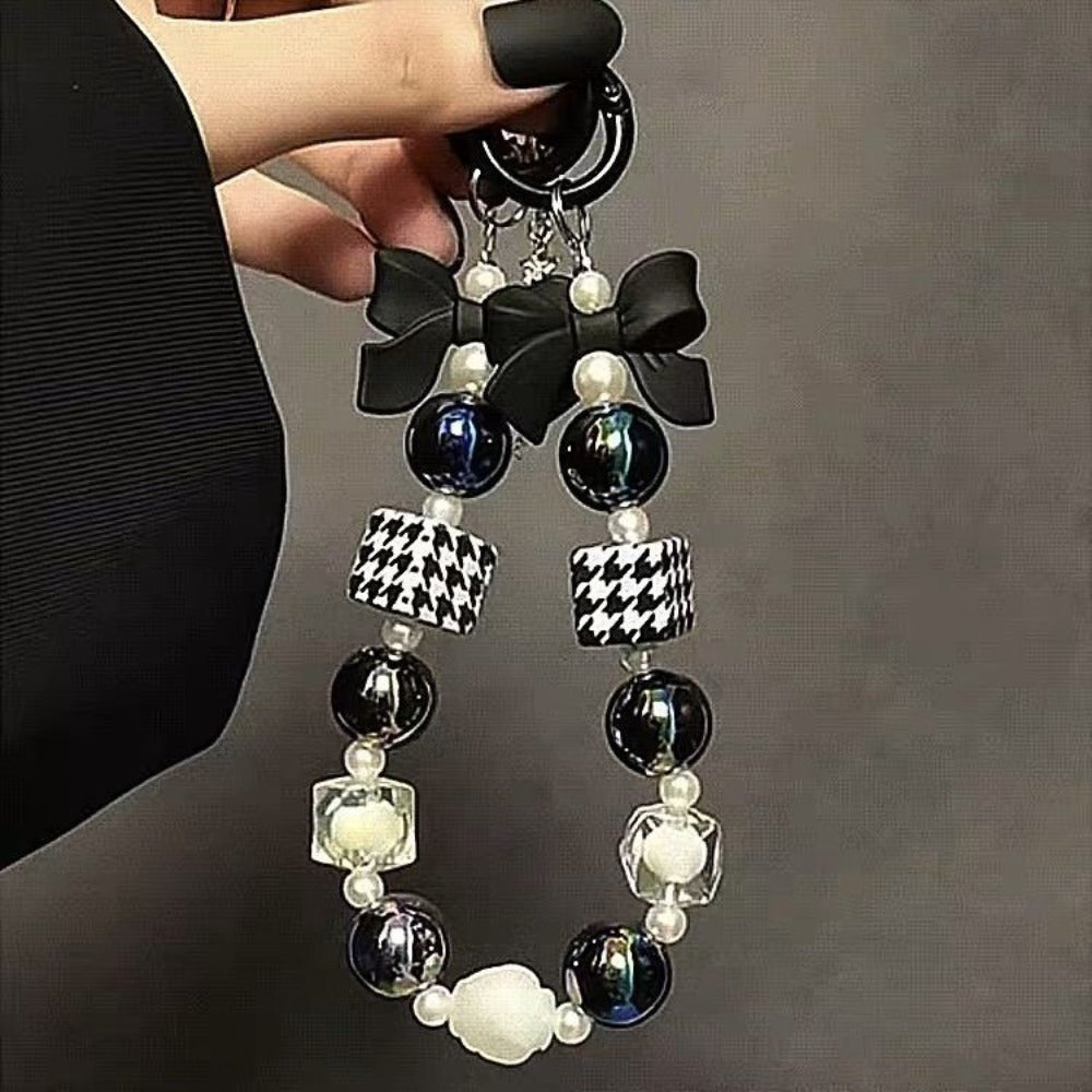 TEMU Ins Lanyard Wrist, Short Beaded Bow Tie, Chain, Universal Bracelet, Mobile Phone Pendant, Women's Style