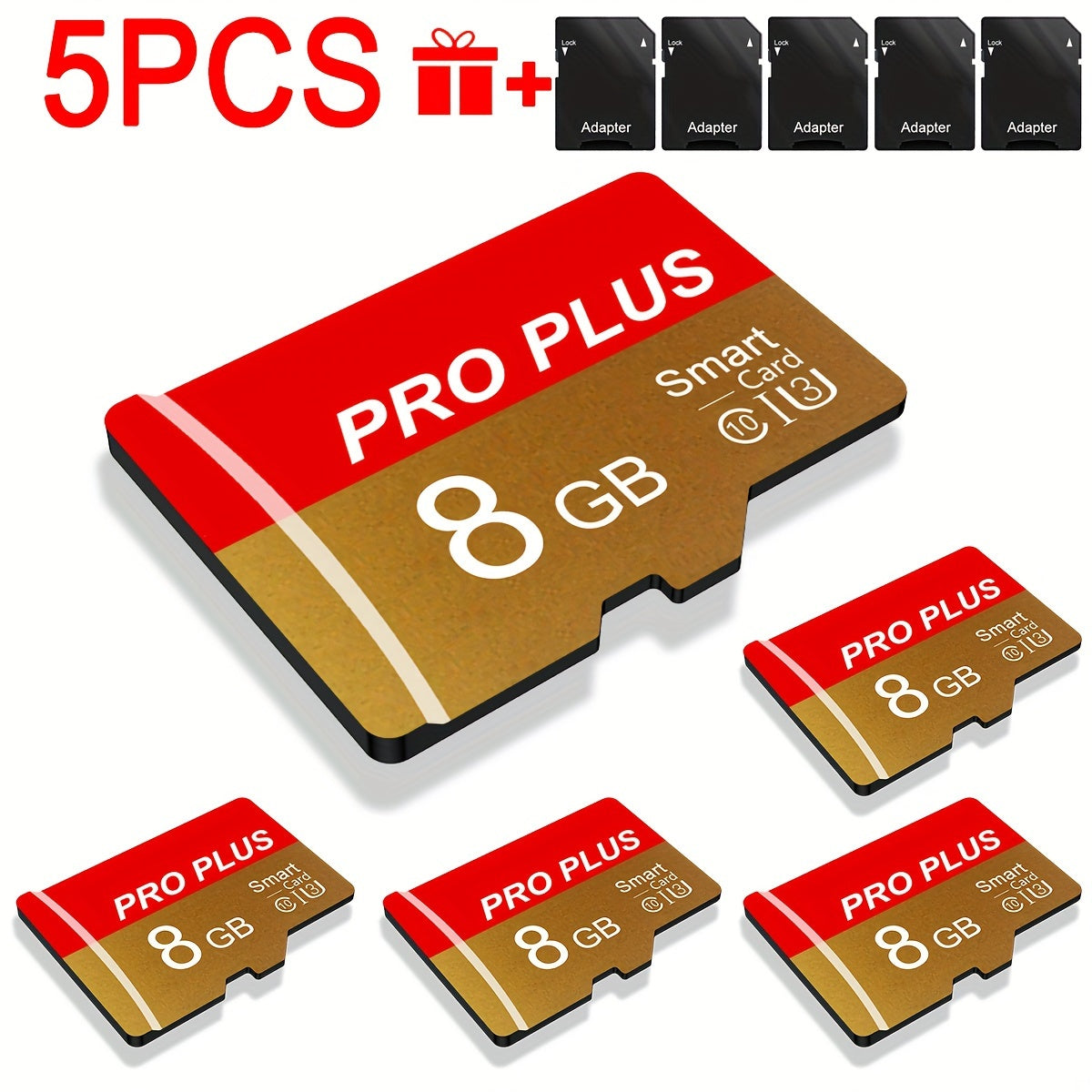 TEMU 5pcs Small Capacity Memory Card 8gb 4gb 2gb 1gb With Adapter, High Card, Small Capacity, Uhs-i A1 Memory Tf Card For Tablet-camera-mobile