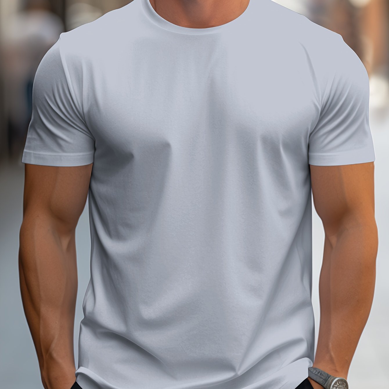 TEMU Mbdmbd Men's & Women's Comfortable Solid Color Short Sleeve T-shirt - Regular Neck, Breathable Summer Casual Top For Casual Attire, Versatile