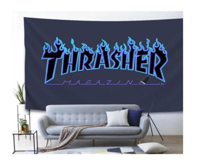 Thrasher Flag Horizontal Tapestry 150x100cm Custom Design Skateboard Magazine Room Decoration Skate Shop Skateboarding Banner Popu3983933