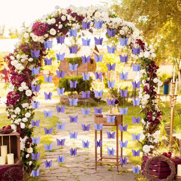 3M Butterfly Paper Banner Garland Banner For Birthday Party Baby Shower Gradual Colorful Curtain Wedding Girl Decoration