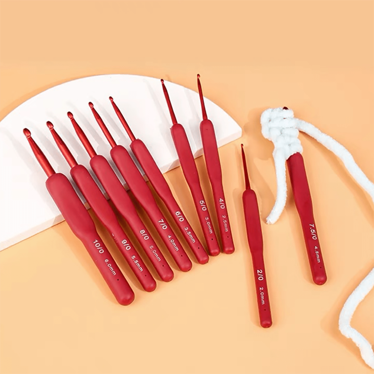 TEMU 9pcs-set Red Aluminum Oxide Crochet Hook For Sweater Sewing, , Craft Accessories, Knitting Tools