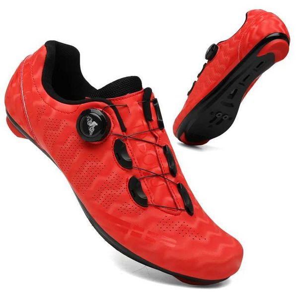 Men Breathab Cycling Sneakers Women Self-locking MTB Shoes Mountain Road Bicyc Shoes Lace-up Cyc Trainers Racing Shoes RedXJ241121
