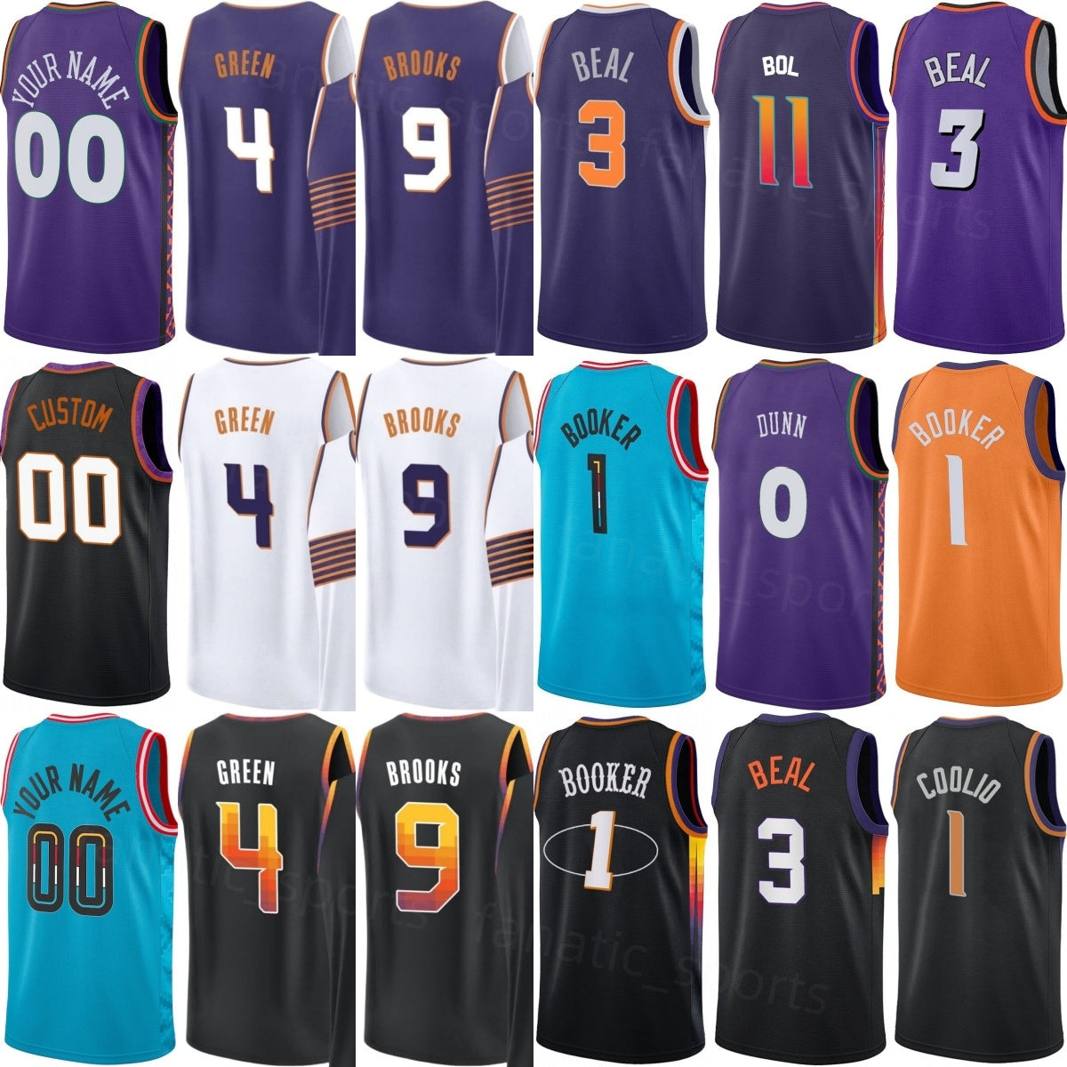 Printed Basketball Bradley Beal Jerseys 3 Men Youth Women Dillon Brooks 9 Devin Booker 1 Jalen Green 4 Ryan Dunn 0 Bol Bol Collin Gillespie Monte Mo