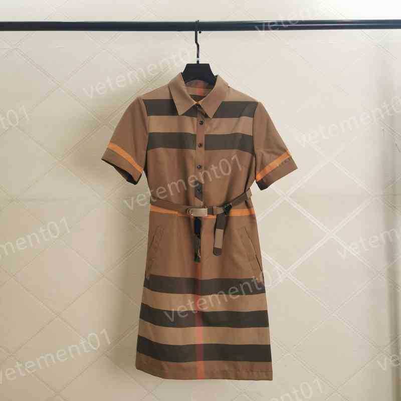 Designer Womens Dresses Fashion Lapel Belt Tunic Shirt Dress Luxury Summer Women Party Suspenders Dresses