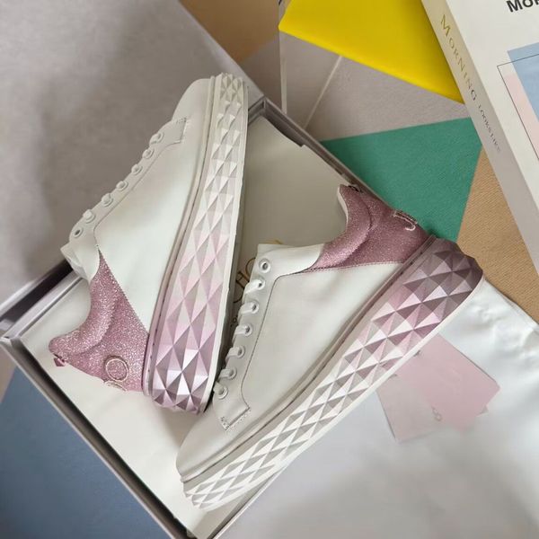 2025 Famous Design Women Diamond Maxi F-II Sneakers Shoes White & Silver Pink Nappa Glitter Trainers Party Dress Embossed Lady Outdoor Runne