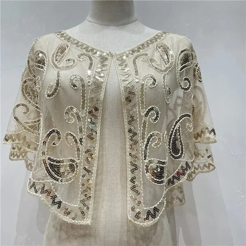 Sequins Coat Poncho Women Scarf Outfits Black Cape Ladies Scarves Party Outerwear Shawls Casaco Wraps Woman Clothes Dress 250227