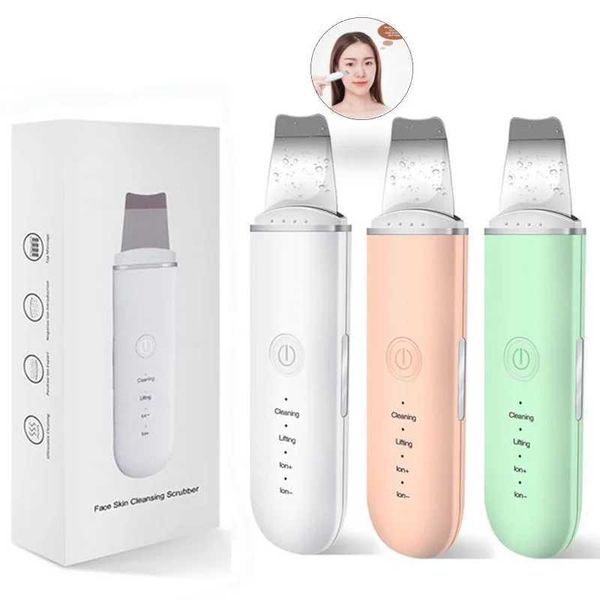 Electric Face Scrubbers Ultrasonic skin washer vibrating facial scraper blackhead removal shovel cleaning cavitation peeling lifting H250210